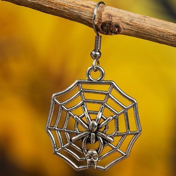 Halloween Earring Set: Skull, Pumpkin, Spider Web - Picture 2 of 6